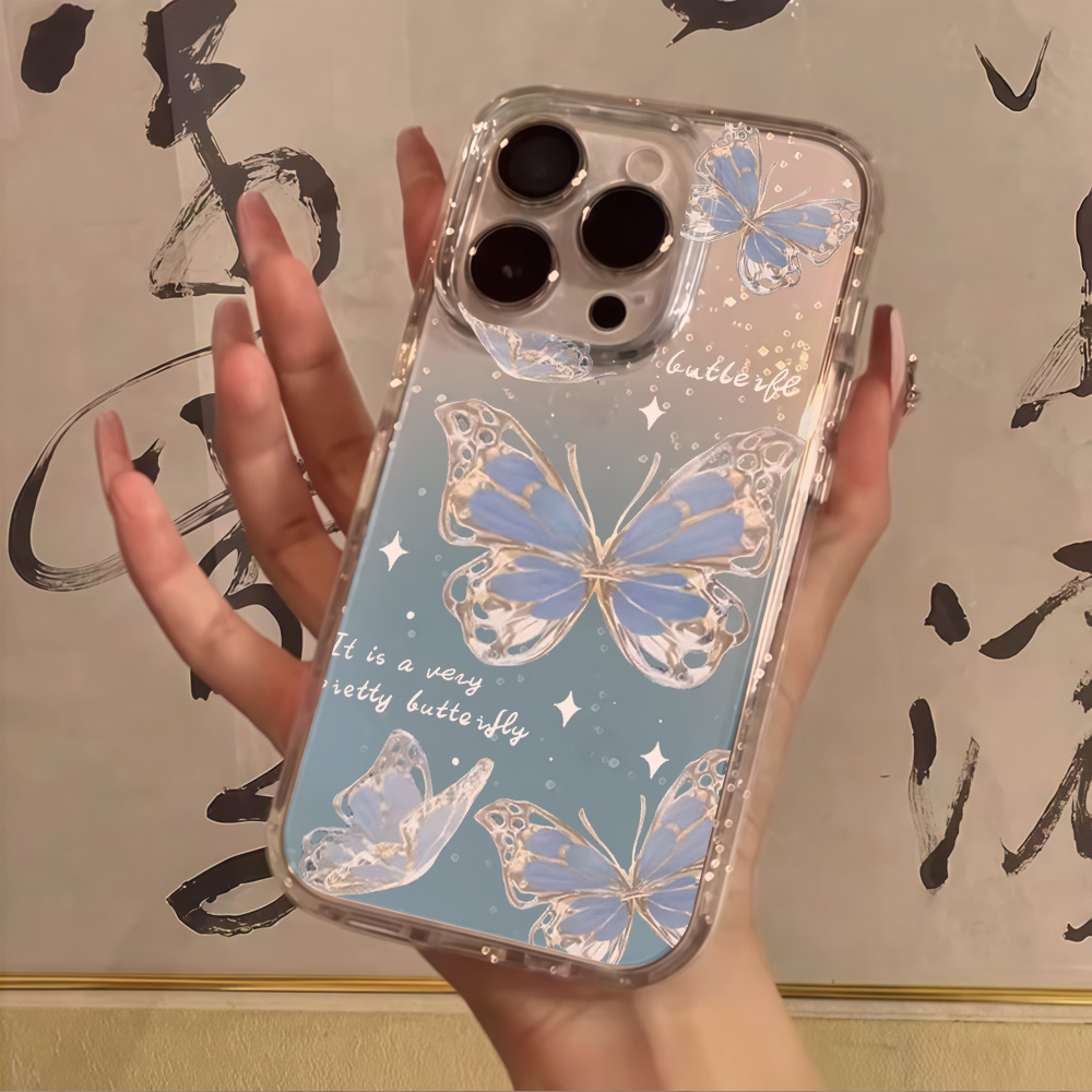 Clear Shockproof Bumper Case - Luksusowe etui na telefon z niebieskimi